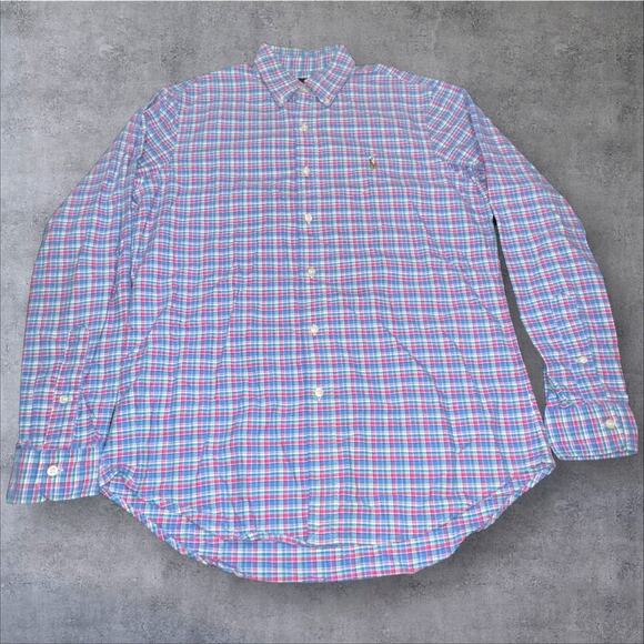 Ralph Lauren Mens M Colorful Preppy Plaid Collared Long Sleeve Button Down Shirt - Picture 1 of 9